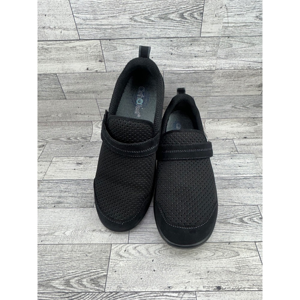 Orthofeet Quincy 821 Women 8.5 Black Mesh Comfort Walking Shoes Orthotic Support